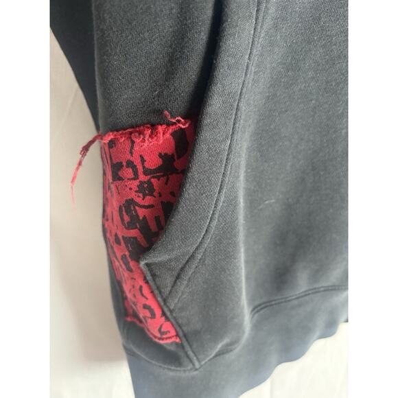 Nike‎ Double Side Graphic Distressed Hoodie Small Patchwork Black Red Turquoise - Picture 7 of 7